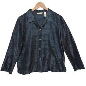 French Laundry 100% Silk Jacket Embroidered Button Up Artsy Size Large